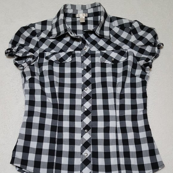 Ambiance Apparel Women´s Plaid Button Dow Shirt, Size M - Picture 6 of 15